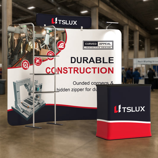 10' Curved Tension Fabric Booths - Tube Shelf
