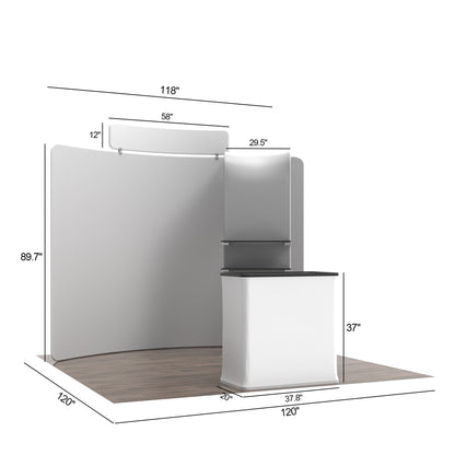 10' C-Shaped Tension Fabric Booths - Arch Shelf