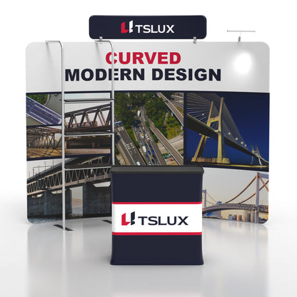 10' C-Shaped Tension Fabric Booths - Tube Shelf