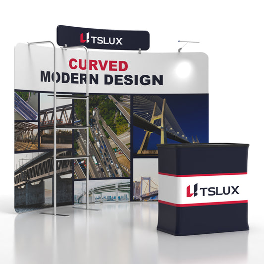 10' C-Shaped Tension Fabric Booths - Tube Shelf