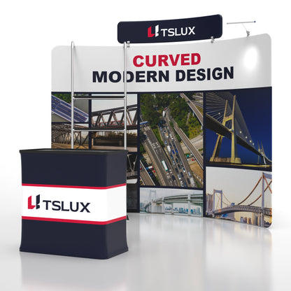 10' C-Shaped Tension Fabric Booths - Tube Shelf