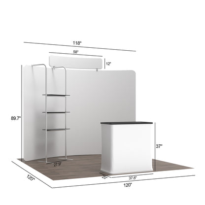 10' C-Shaped Tension Fabric Booths - Tube Shelf