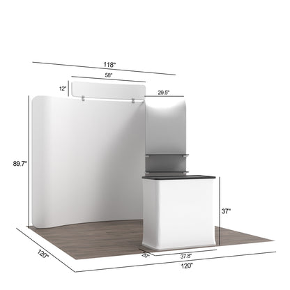 10' Curved Tension Fabric Booths - Arch Shelf