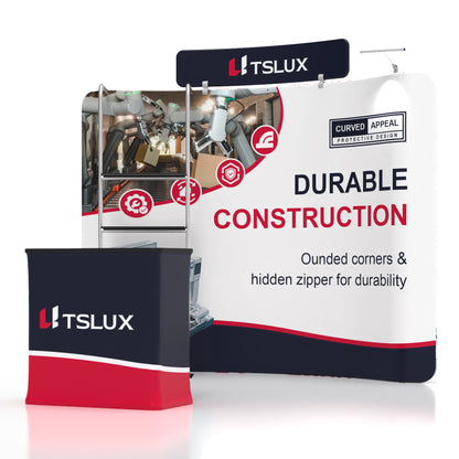 10' Curved Tension Fabric Booths - Tube Shelf