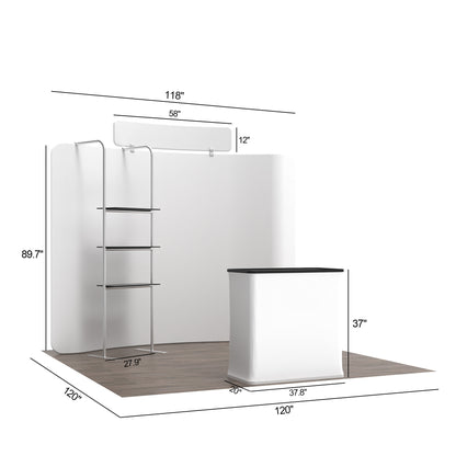10' Curved Tension Fabric Booths - Tube Shelf