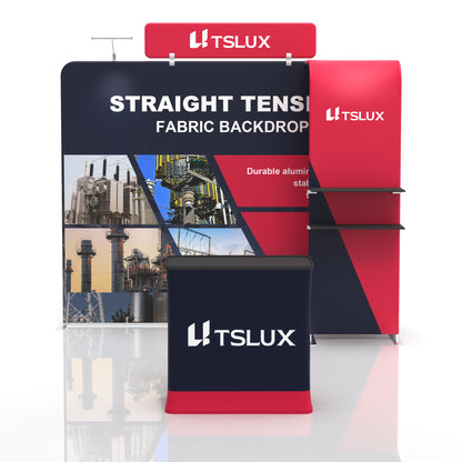 10' Straight Tension Fabric Booths - Arch Shelf