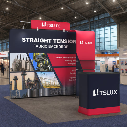 10' Straight Tension Fabric Booths - Arch Shelf