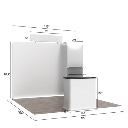 10' Straight Tension Fabric Booths - Arch Shelf
