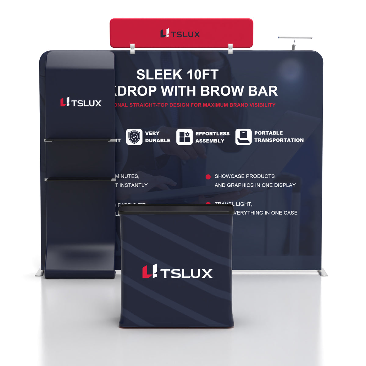 10' Straight Tension Fabric Booths - Curved Shelf