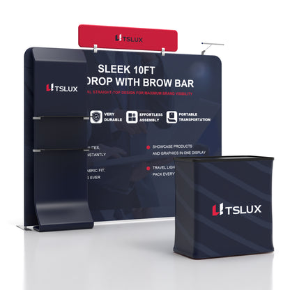 10' Straight Tension Fabric Booths - Curved Shelf