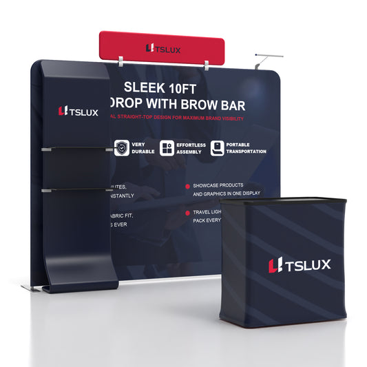 10' Straight Tension Fabric Booths - Curved Shelf