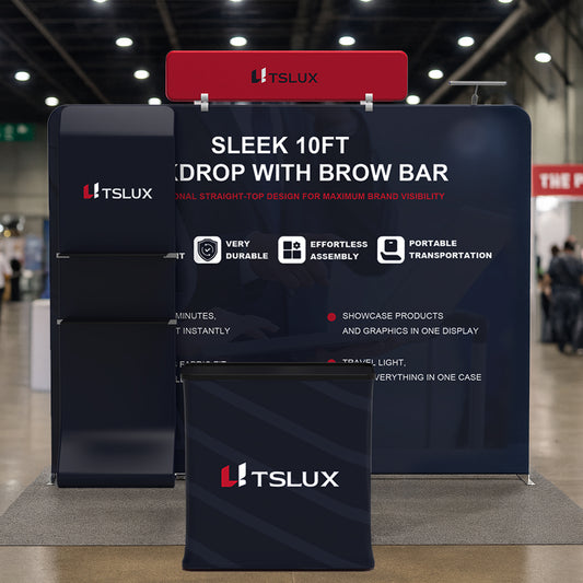 10' Straight Tension Fabric Booths - Curved Shelf