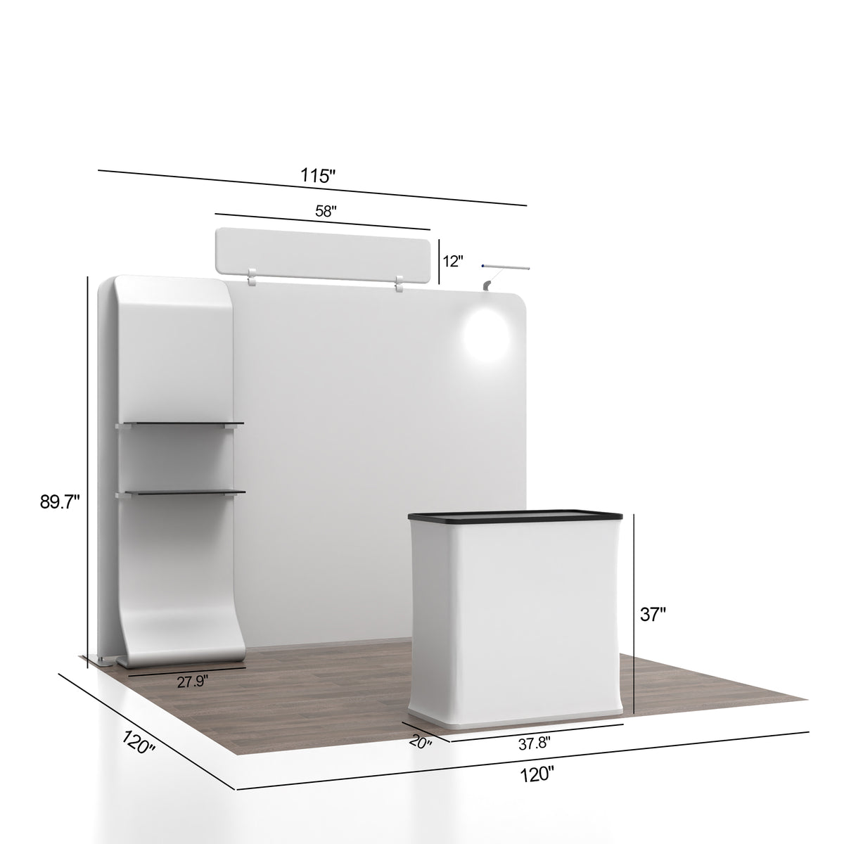 10' Straight Tension Fabric Booths - Curved Shelf