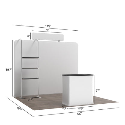 10' Straight Tension Fabric Booths - Tube Shelf