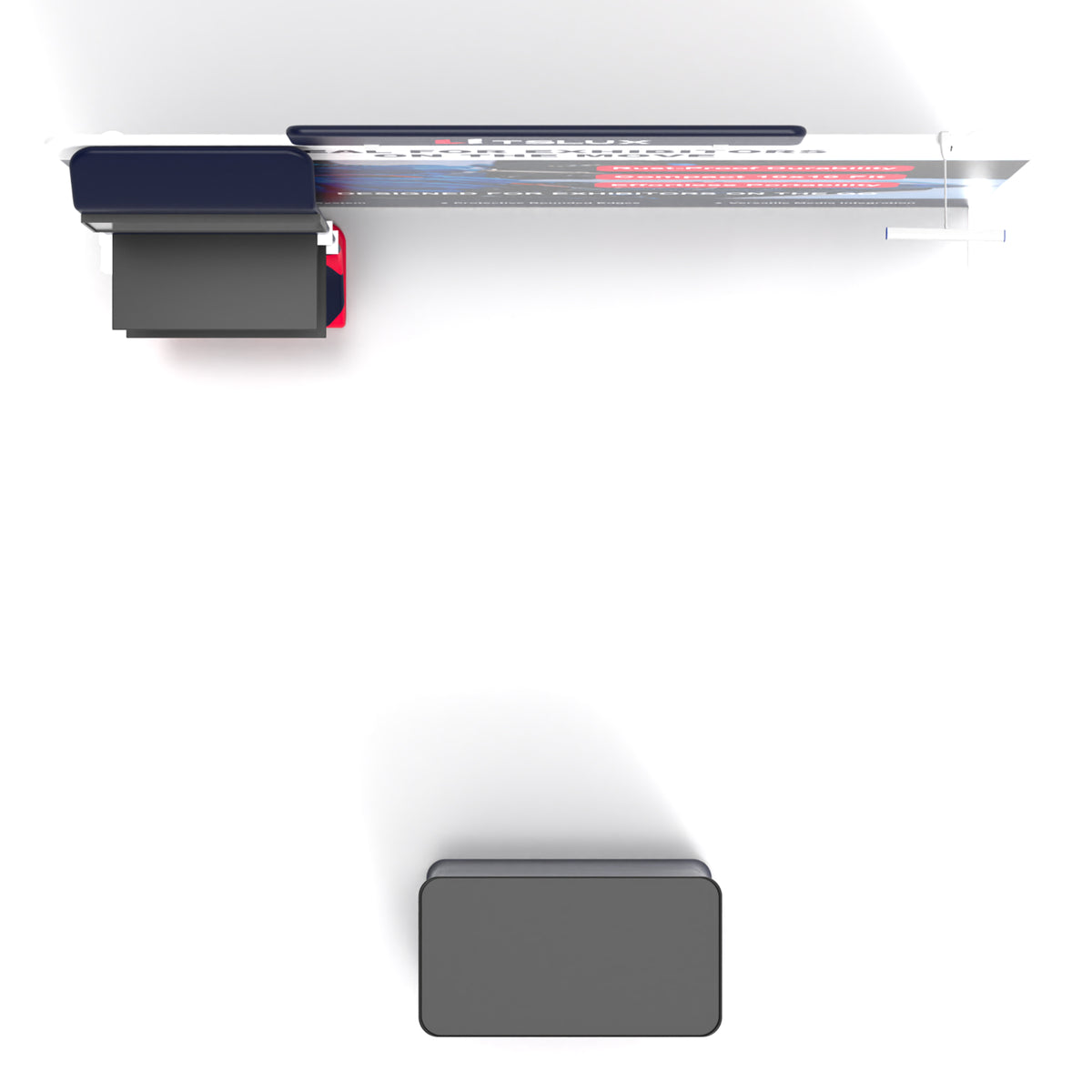 10' Straight Tension Fabric Media Booths - Curved Shelf