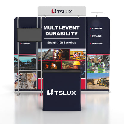 10' Straight Tension Fabric Media Booths - Tube Shelf
