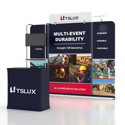 10' Straight Tension Fabric Media Booths - Tube Shelf