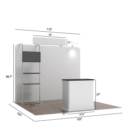 10' Straight Tension Fabric Media Booths - Tube Shelf