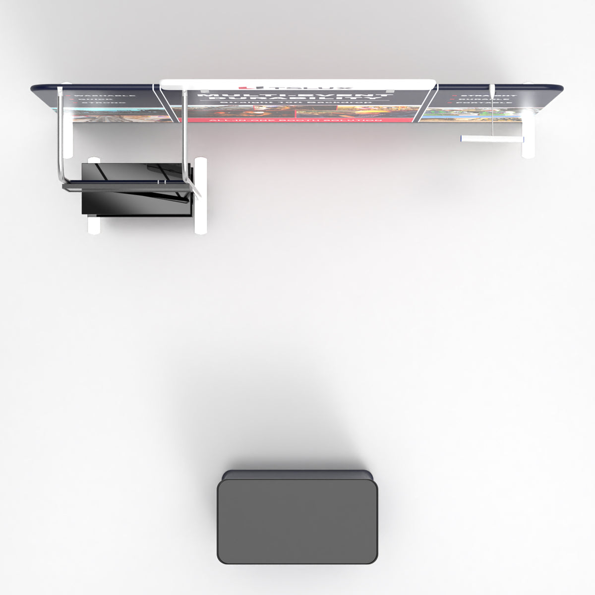 10' Straight Tension Fabric Media Booths - Tube Shelf