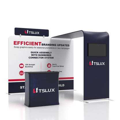 10' Straight Tension Fabric Media Booths - Wide Arch