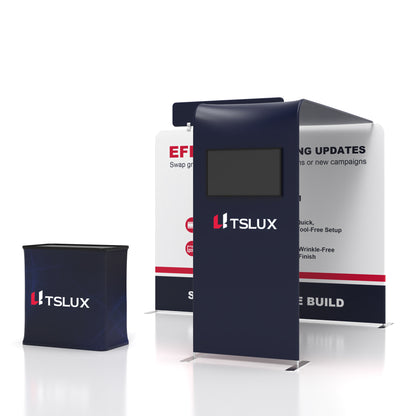 10' Straight Tension Fabric Media Booths - Wide Arch