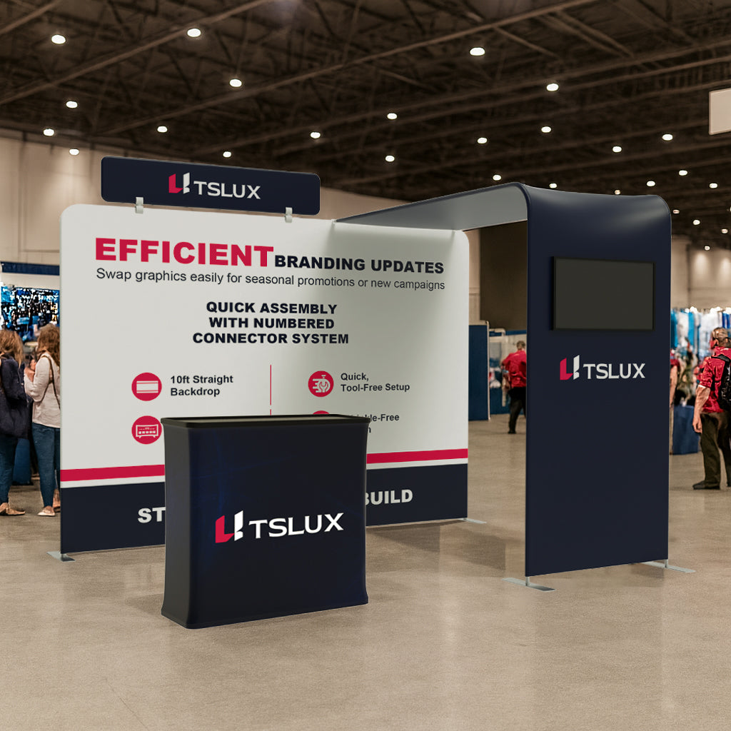 10' Straight Tension Fabric Media Booths - Wide Arch