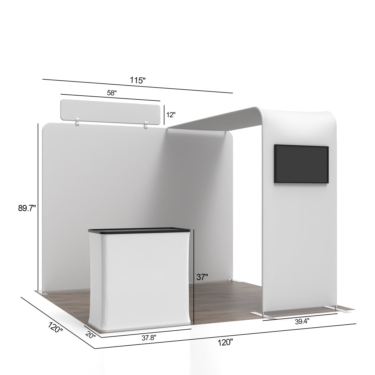 10' Straight Tension Fabric Media Booths - Wide Arch