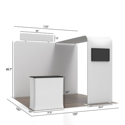 10' Straight Tension Fabric Media Booths - Wide Arch