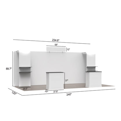 20' Straight Tension Fabric Booths - Arch Shelf