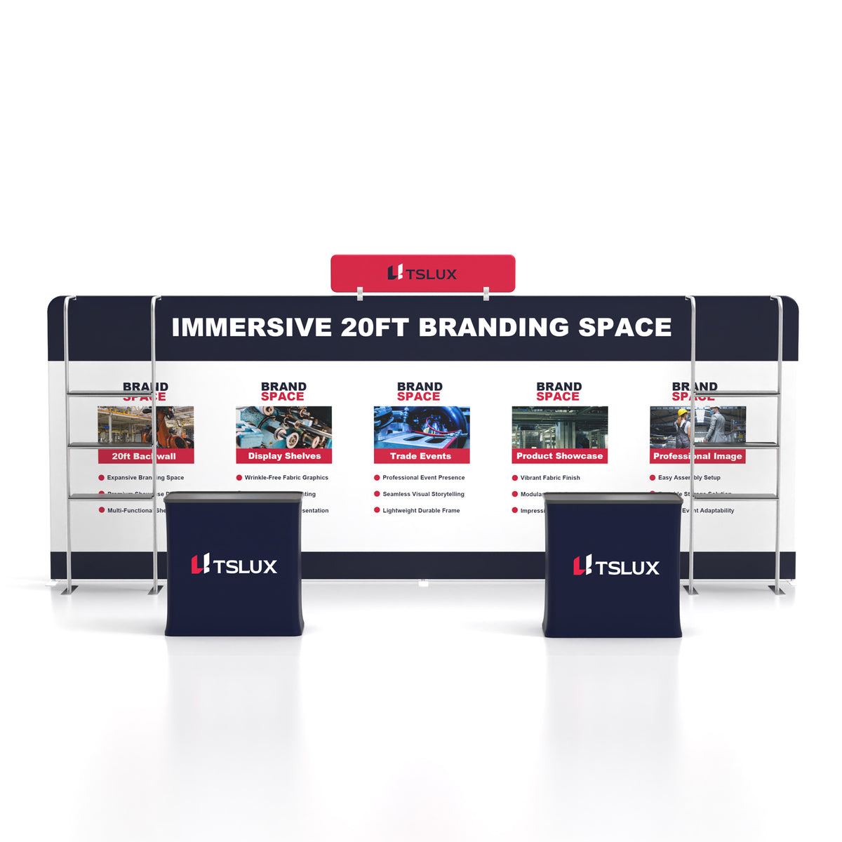 20' Straight Tension Fabric Booths - Tube Shelf