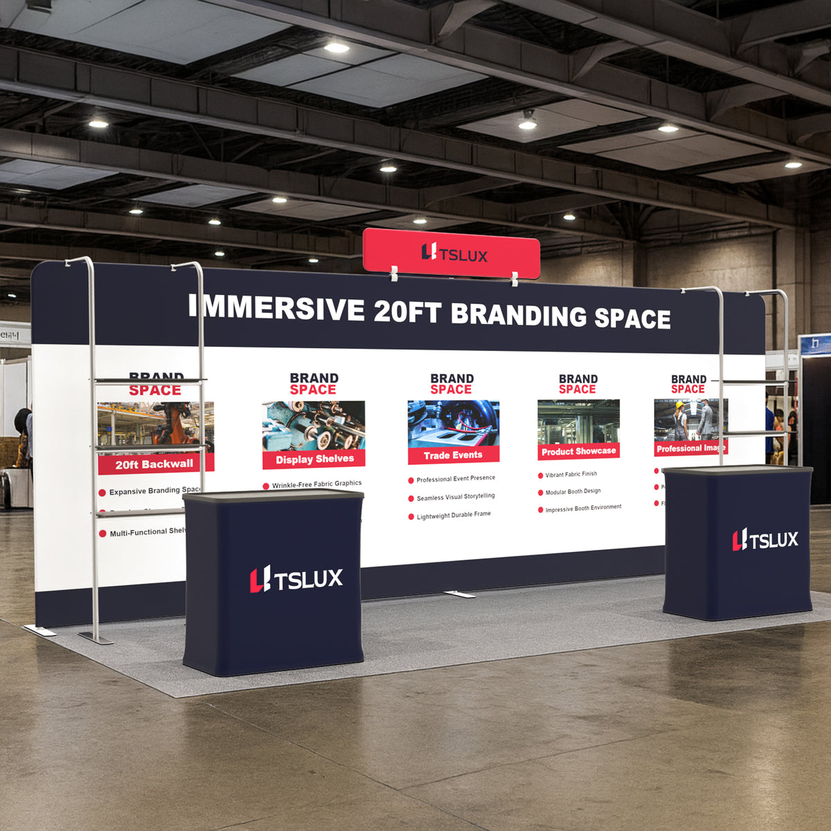 20' Straight Tension Fabric Booths - Tube Shelf