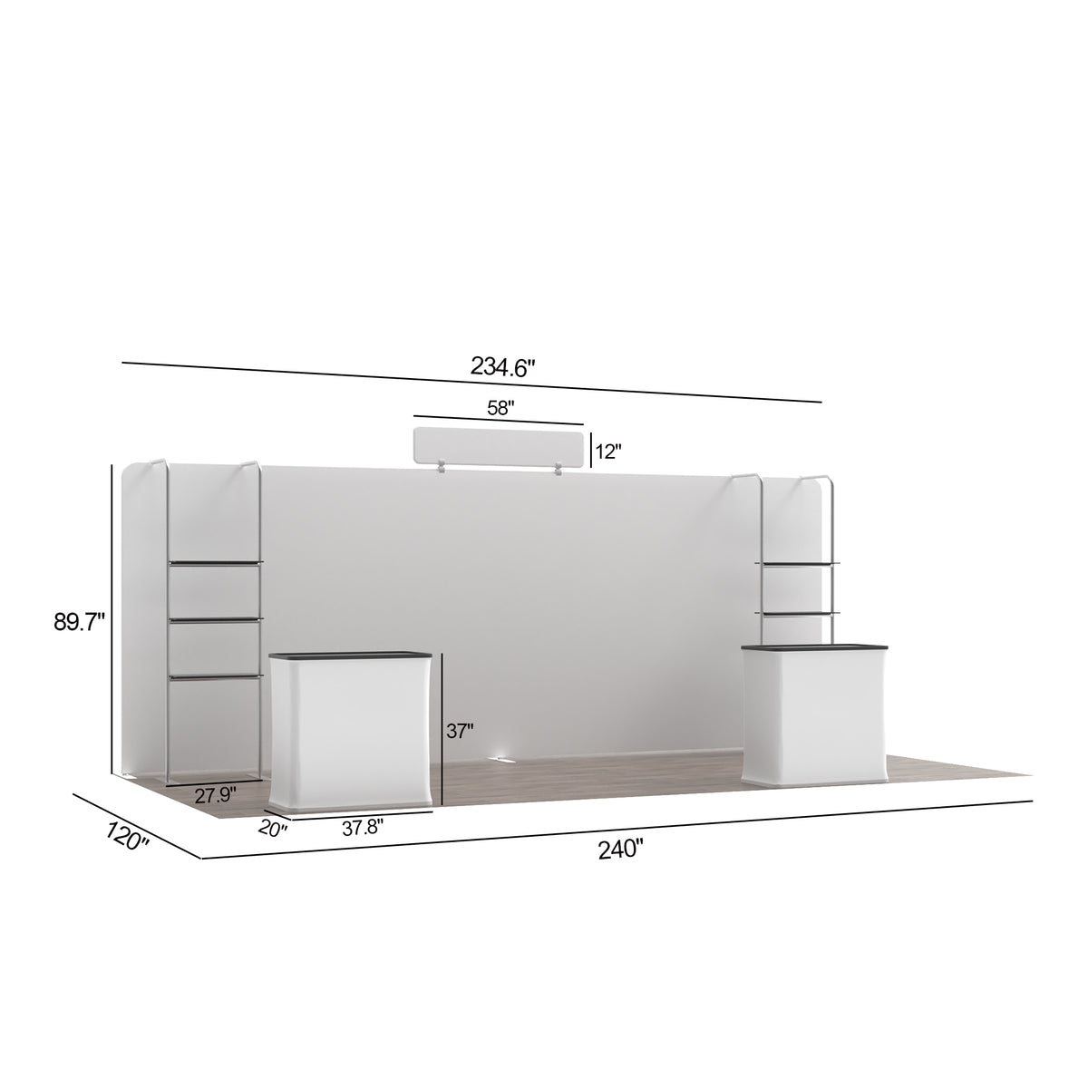 20' Straight Tension Fabric Booths - Tube Shelf