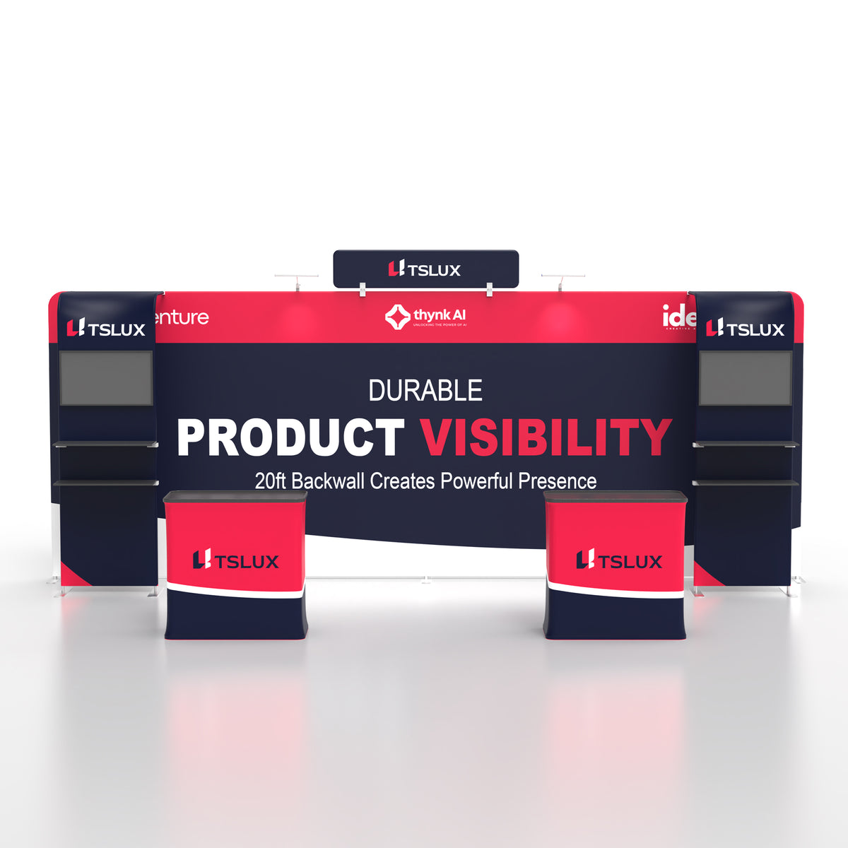 20' Straight Tension Fabric Media Booths - Narrow Arch