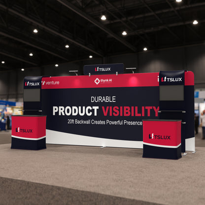 20' Straight Tension Fabric Media Booths - Narrow Arch