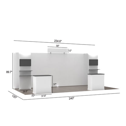 20' Straight Tension Fabric Media Booths - Narrow Arch