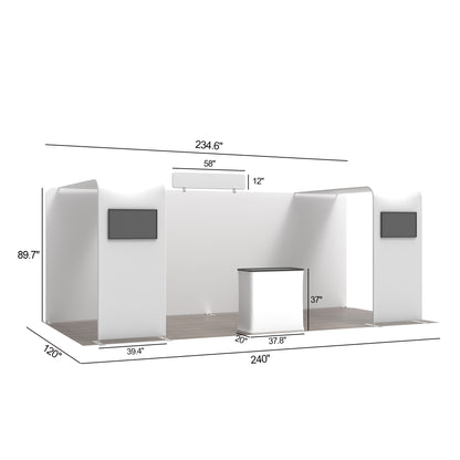 20' Straight Tension Fabric Media Booths - Wide Arch