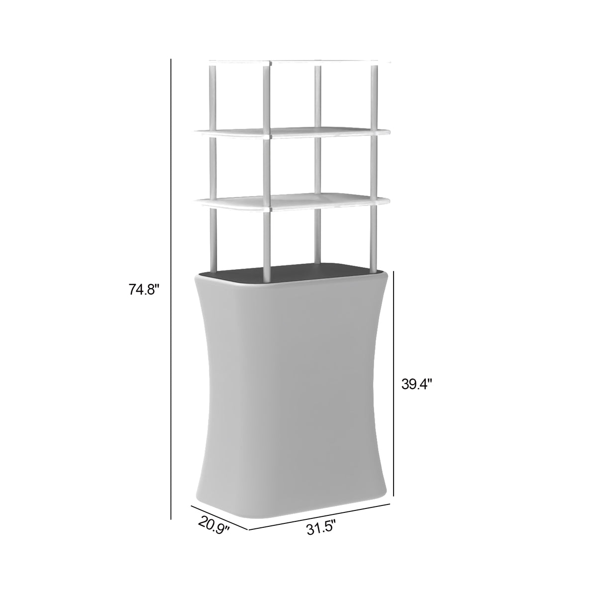 Rectangular Display stand with shelving